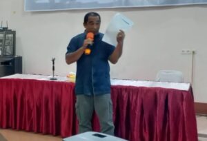 Tomi, S.Pd.,M.E., penulis buku Goesti Soeloeng Lelanang menyampaikan materinya di acara Pre-Launching, pada Sabtu, 1 Maret 2025